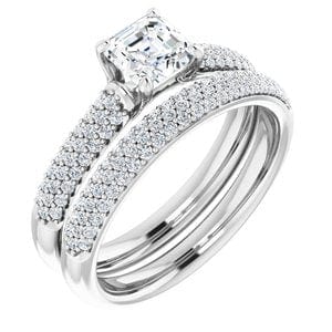Rings 14K White 5 mm Asscher Engagement Ring Mounting