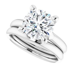 Rings 14K White 9 mm Round Engagement Ring Mounting