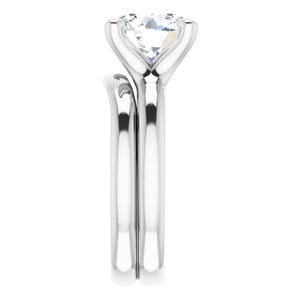 Rings 14K White 9 mm Round Engagement Ring Mounting