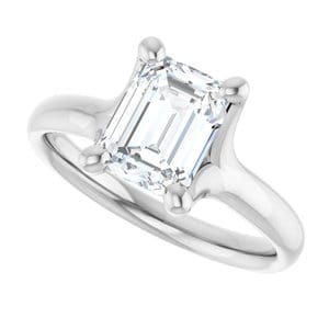 Rings 14K White 8x6 mm Emerald Engagement Ring Mounting