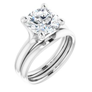 Rings 14K White 9 mm Round Engagement Ring Mounting