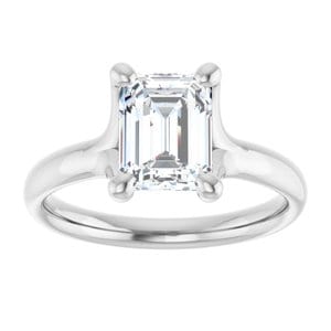 Rings 14K White 8x6 mm Emerald Engagement Ring Mounting