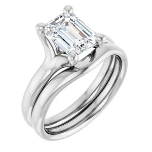 Rings 14K White 8x6 mm Emerald Engagement Ring Mounting