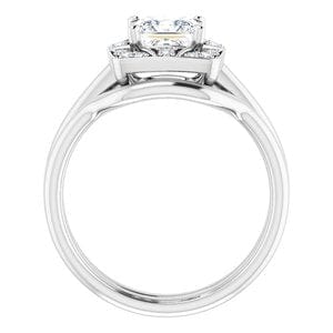 Rings 14K White 5.5x5.5 mm Square Vintage-Inspired Halo-Style Engagement Ring Mounting