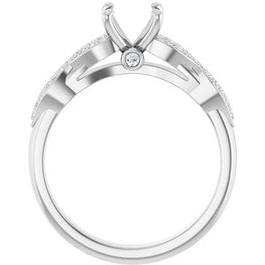 Rings 14K White 6.5 mm Round 1/8 CTW Natural Diamond Semi-Set Engagement Ring