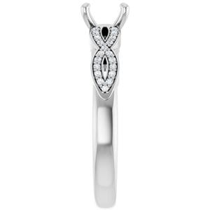 Rings 14K White 6.5 mm Round 1/8 CTW Natural Diamond Semi-Set Engagement Ring