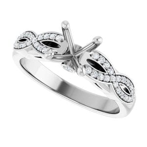 Rings 14K White 6.5 mm Round 1/8 CTW Natural Diamond Semi-Set Engagement Ring