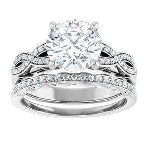 Rings 14K White 8 mm Round Engagement Ring Mounting