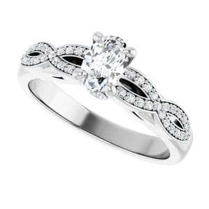 Rings 14K White 6x4 mm Oval Engagement Ring Mounting