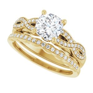 Rings 14K Yellow 6 mm Cushion Engagement Ring Mounting