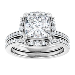 Rings 14K White 7x7 mm Square Halo-Style Engagement Ring Mounting