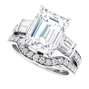 Rings 14K X1 White 10x8 mm Emerald Engagement Ring Mounting
