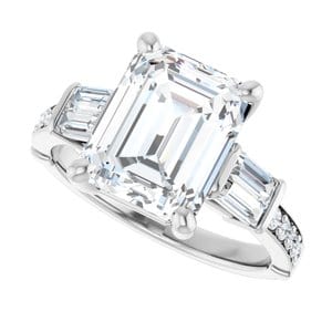 Rings 14K X1 White 10x8 mm Emerald Engagement Ring Mounting