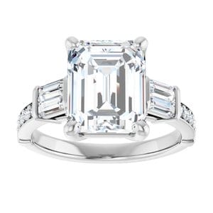 Rings 14K White 10x8 mm Emerald Engagement Ring Mounting