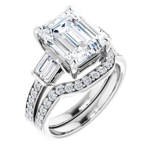 Rings 14K X1 White 10x8 mm Emerald Engagement Ring Mounting