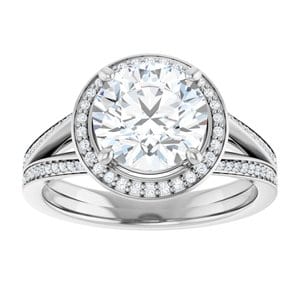 Rings 14K White 8.2 mm Round Engagement Ring Mounting