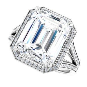 Rings 14K White 12x10 mm Emerald Engagement Ring Mounting