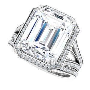 Rings 14K White 12x10 mm Emerald Engagement Ring Mounting