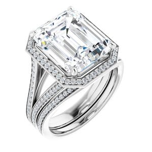 Rings 14K White 12x10 mm Emerald Engagement Ring Mounting