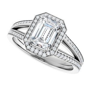 Rings 14K White 7x5 mm Emerald Engagement Ring Mounting