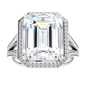 Rings 14K White 12x10 mm Emerald Engagement Ring Mounting