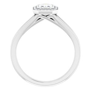 Rings 14K White 6x4 mm Emerald Bezel-Set Halo-Style Engagement Ring Mounting