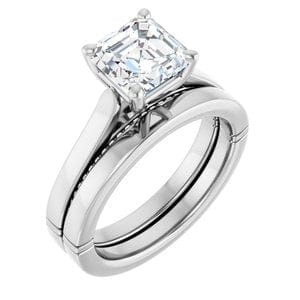 Rings Platinum 7 mm Asscher Engagement Ring Mounting
