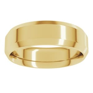 Rings 14K Yellow 6 mm Beveled-Edge Comfort-Fit Flat Band Size 9.5