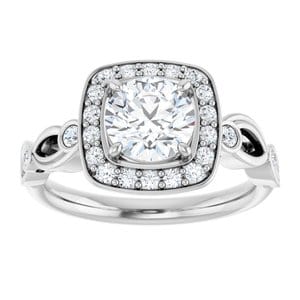 Rings 10K White 6.5 mm Round Engagement Ring Mounting