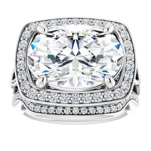 Rings 14K White 14x10 mm Oval Engagement Ring Mounting