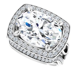 Rings 14K White 14x10 mm Oval Engagement Ring Mounting