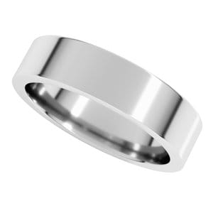 Rings 14K White 5 mm Comfort-Fit Flat Band Size 8.5