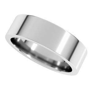Rings 14K White 6 mm Comfort-Fit Flat Band Size 7.5