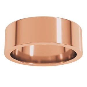 Rings 14K Rose 7 mm Comfort-Fit Flat Band Size 8