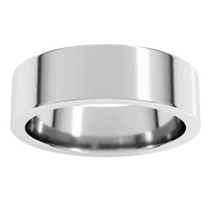 Rings 14K White 6 mm Comfort-Fit Flat Band Size 7.5