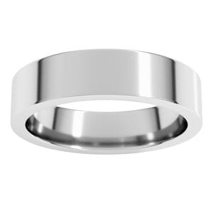 Rings 14K White 5 mm Comfort-Fit Flat Band Size 8.5