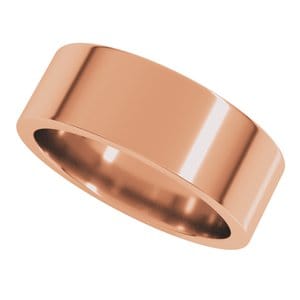 Rings 14K Rose 7 mm Comfort-Fit Flat Band Size 8