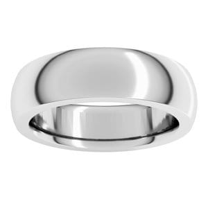 Sterling Silver 6 mm Heavyweight Comfort-Fit Half Round Band Size 10