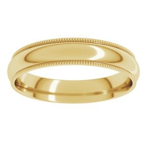 Rings 14K Yellow 4 mm Milgrain Comfort-Fit Half Round Band Size 6