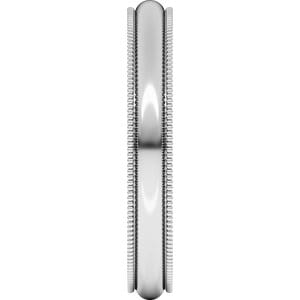 Rings 14K White 3 mm Lightweight Milgrain Comfort-Fit Half Round Band Size 4.5