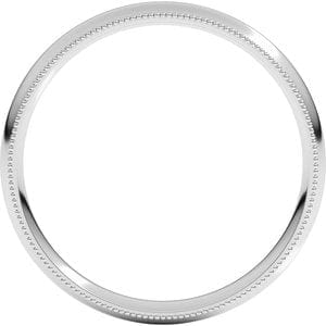Rings 14K White 3 mm Lightweight Milgrain Comfort-Fit Half Round Band Size 4.5