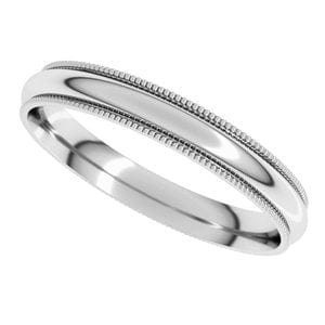 Rings 14K White 3 mm Lightweight Milgrain Comfort-Fit Half Round Band Size 4.5
