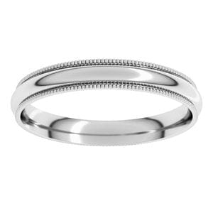 Rings 14K White 3 mm Lightweight Milgrain Comfort-Fit Half Round Band Size 4.5