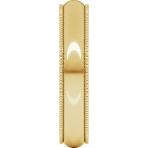 Rings 14K Yellow 4 mm Milgrain Comfort-Fit Half Round Band Size 6