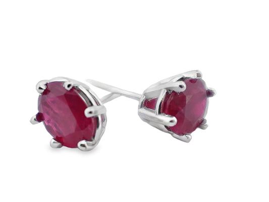 14KW 1.96CTW OVAL SHAPE NAT RUBY A QUALITY 6 PRONG STUDS