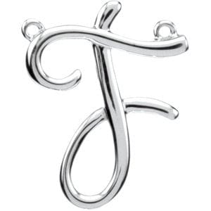 14K WHITE SCRIPT INITIAL F NECKLACE CENTER