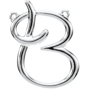 14K WHITE SCRIPT INITIAL B NECKLACE CENTER