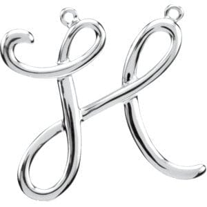 14K WHITE SCRIPT INITIAL H NECKLACE CENTER