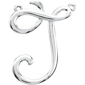 14K WHITE SCRIPT INITIAL J NECKLACE CENTER