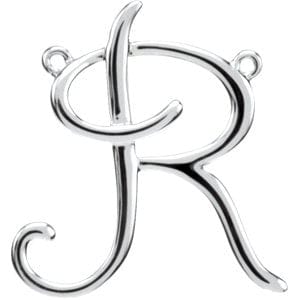 14K WHITE SCRIPT INITIAL R NECKLACE CENTER